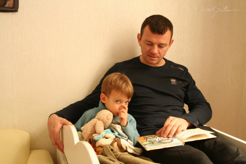 Robin et papa, lecture avant dodo