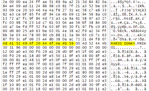 The 2004 “Interactive Multi-Game Demo Disc Version 16″ GameCube demo disc contained a playable demo of Mario vs. Donkey Kong. In the code of the demo, it is internally named “MARIO DONKY” (highlighted in the hex editor screenshot). The misspelling of...