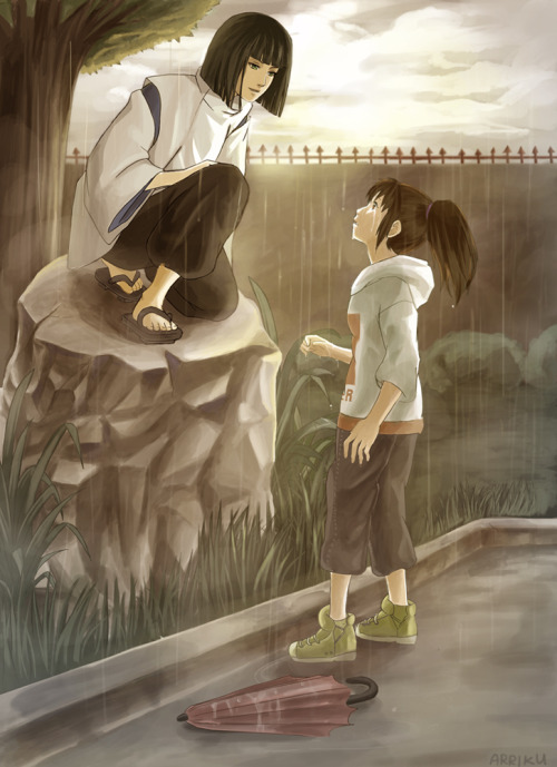 Fanart Showing How Chihiro And Haku Met Again Being A Little Older Inspired By "Sen To Chihiro No Kamikakushi"