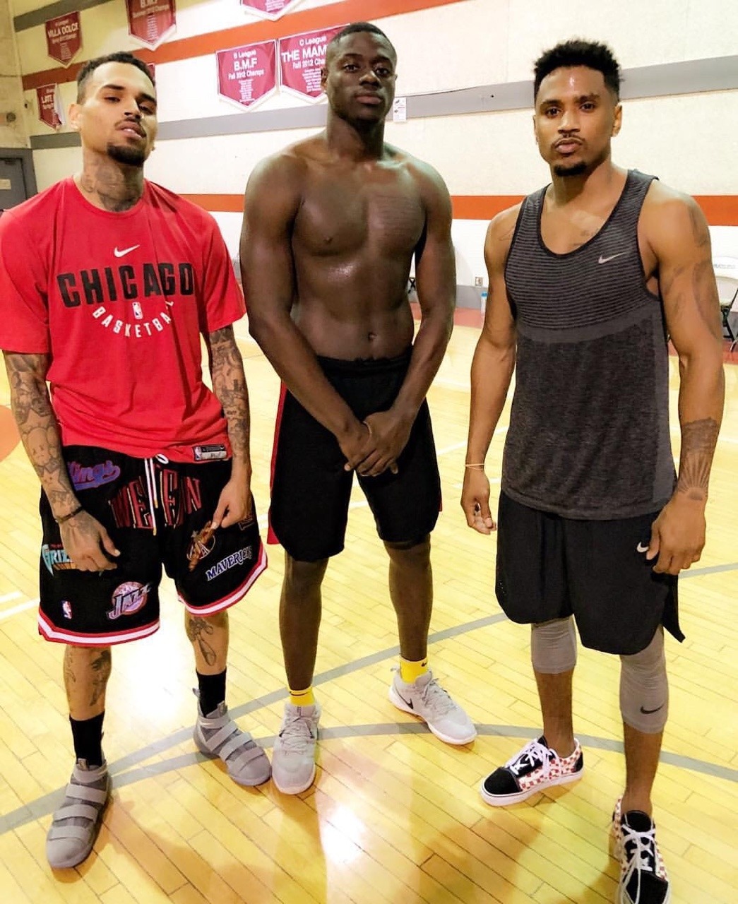 Chris Brown Chris And Trey Songz Playing Basketball Yesterday