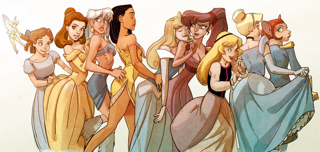 vixyhoovesmod:  dyevid:  princessesfanarts:  Conga line! I love how Aurora is asleep.