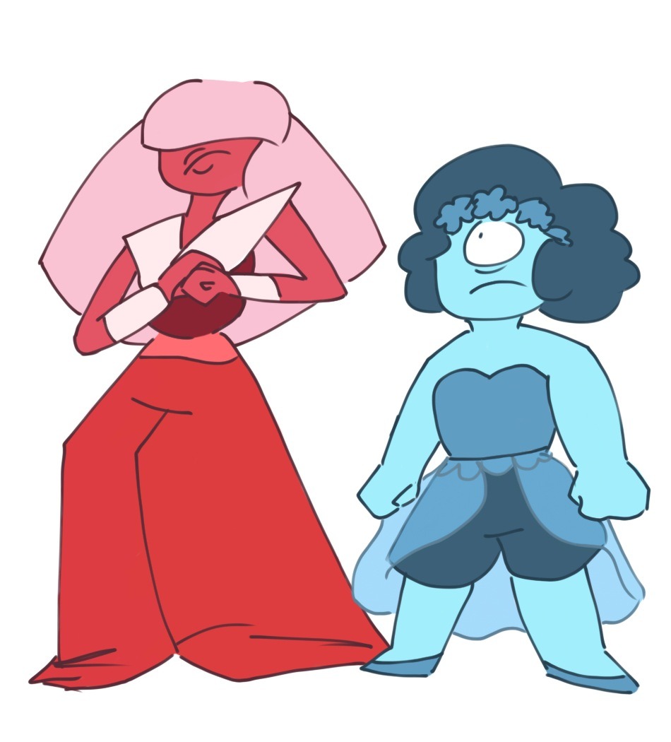 vermilionvermeer:  Sapphire as a ruby and Ruby as a sapphire. Idk, are color scheme/gem-swaps
