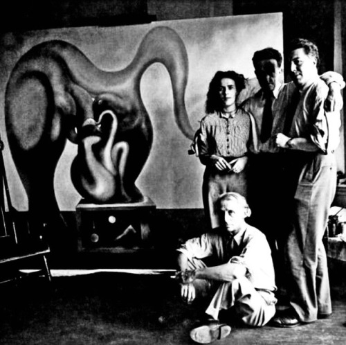 the-cheese-standsalone: nebulously-burnished:  Max Ernst, Leonora Carrington, Marcel Duchamp and André Breton- New York 1942  ❤️ 
