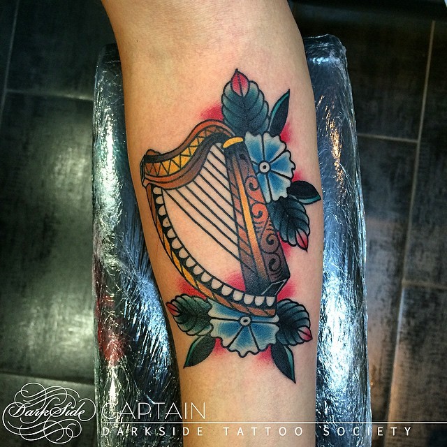 Celtic Harp Tattoo  Black Hat Dublin  Tattoos Tattoo dublin Irish  tattoos