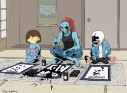 mamenoeblog: They are learning Hiragana for this summer. ( I’m really looking forward to playing Undertale in Japanese! ) 