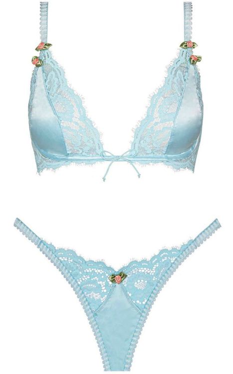For Love & Lemons x Victoria’s Secret | Chantilly Lace • set in baby blue satin + lace + little 