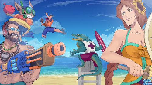 phantomsolari: League of Legends - Pool Party (at the beach) by *ffSade