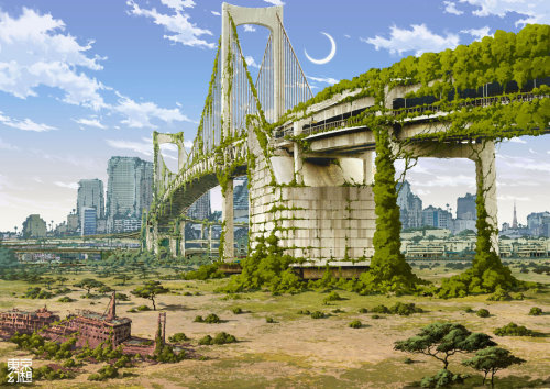 Porn Pics  Post-apocalyptic Tokyo by tokyogenso 