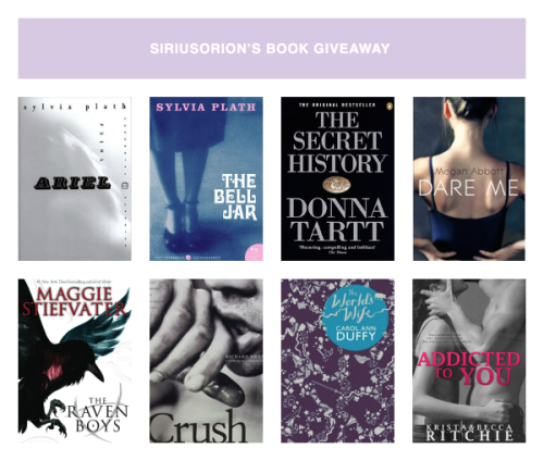 siriusorion:BOOK GIVEAWAY (International)In celebration of an excellent year of reading, I’ve decide