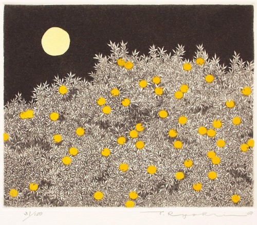 huariqueje: Orange  -    Ryohei Tanaka, 2008 Japanese,b.1933- Color etching and aquat