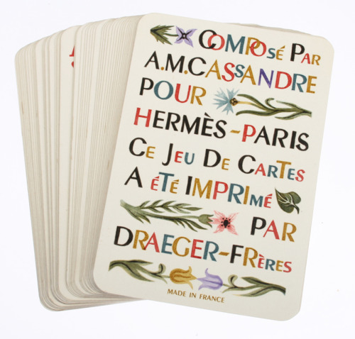 Adolphe Mouron Cassandre, card deck for Hermès, 1948. Paris. Source 1+2