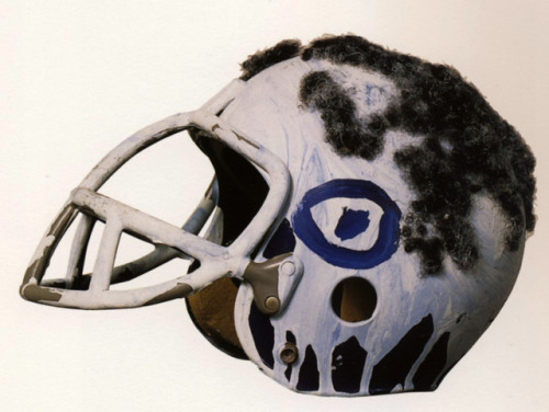 artist-basquiat:  Helmet, 1981, Jean-Michel BasquiatMedium: acrylic,objettrouve