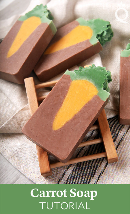  We’ve been having a lot of fun creating food-inspired soap lately. This carrot design uses the nega