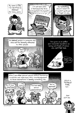 hyenafu: Here’s a comic I made about identifying as asexual and aromantic! I made it for an anthology which ended up falling through, so I thought it would be a good idea to post it on Valentine’s Day. Take care of yourselves out there! http://raizap.com/