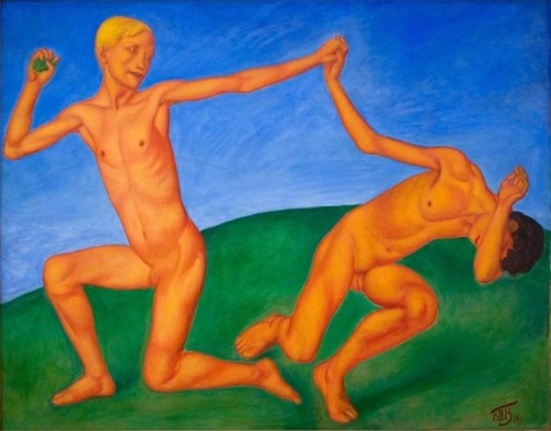 kuzma-petrov-vodkin: Boys (game boy), 1911, Kuzma Petrov-VodkinSize: 123x157 cmMedium: oil, canvas