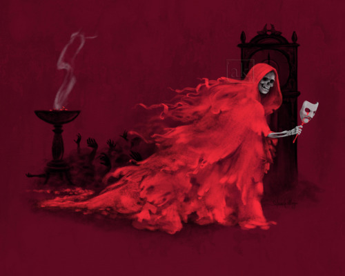 annekelleyart: “Red Death”, inspired by Poe’s grisly tale, for Drawlloween 2015: M