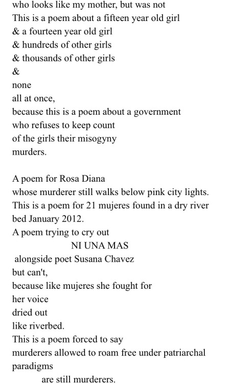 manitasdemiel:A poem I wrote on the femicide in Ciudad Juárez / a call to end violence agains