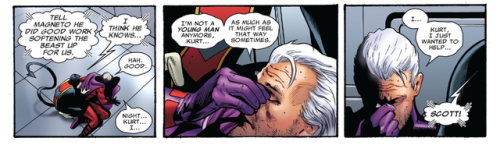 myxmentrashblog: Nightcrawler comforts a recently heel-turned Magneto in a rare vulnerable moment fo