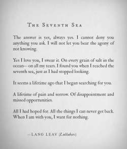langleav:  A new piece from my book, Lullabies. Pre-order a copy from any major book store or save up to 30% online now at Amazon, BN.com or The Book Depository xo Lang