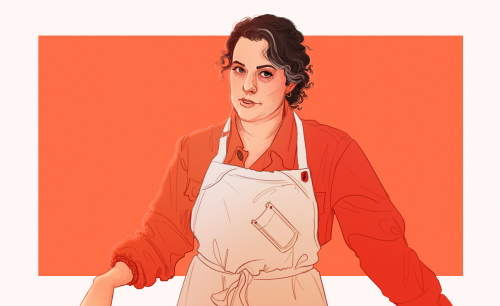 pencilscratchins:i liked this twitter sketch of claire from the bon appetit test kitchen, who i woul