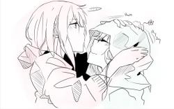 azure-zer0:  Forehead Kiss - Negitoro A small