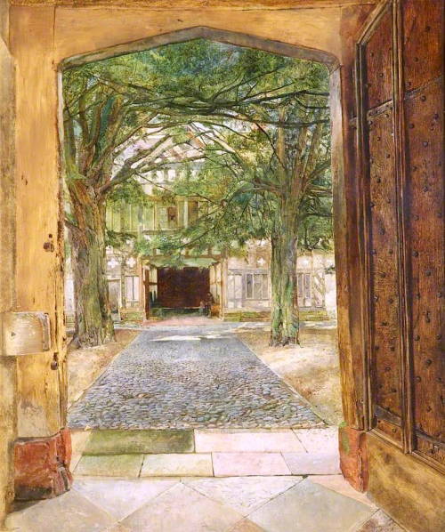 windypoplarsroom: Attributed to William Davis “The Courtyard at Speke Hall” (1854)