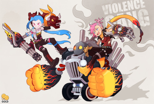 2goldtem:  Piltover customs Blitzcrank and Violence Gang VI Violence Gang JINX 