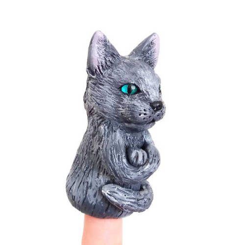 Russian Blue cat finger puppet inspired by my love Aria  Glass eyes from Mandarinducky . I&rsquo;m s