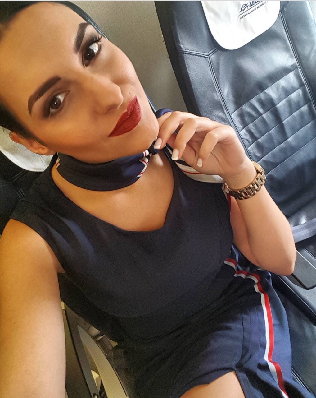 winged-perfection:  Viktoria- beautiful hot Greek hosty from Aegean Airlines 