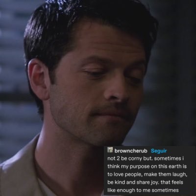 inkbleeder:Inspired by @casa-neurotica ‘s tags.[Caption: the first image shows Castiel in s7, with h