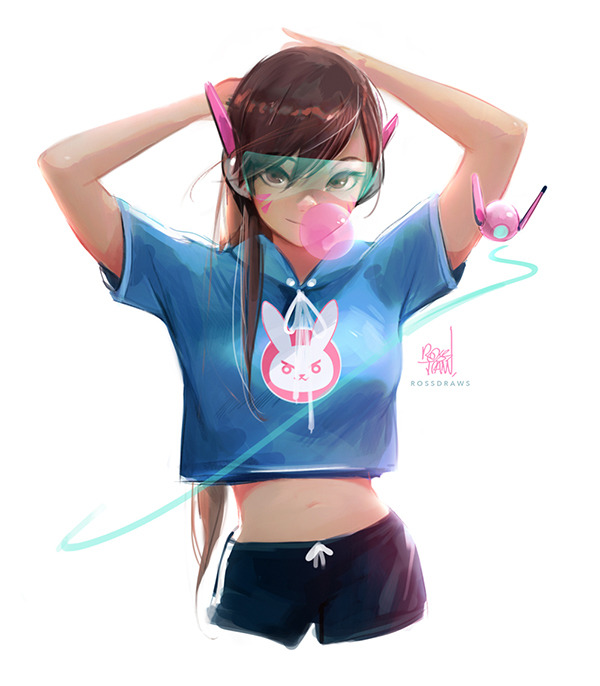 rossdraws:  Drawing D.Va for this week’s upcoming video! Hugely requested character