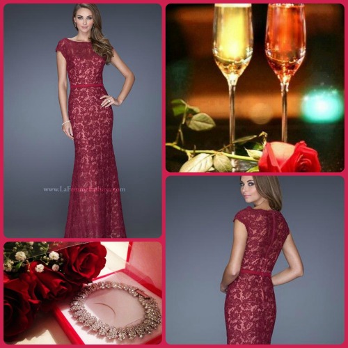 This cranberry color in style 20503 is such a fitting dress for a mother of the bride! #lafemme #fa