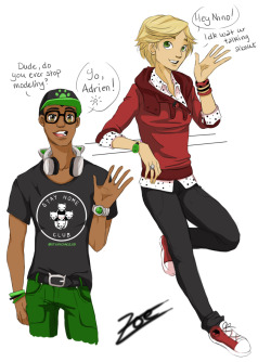 zoe-oneesama:    Continuation of my “LadyNoir Date Trend” idea. Just Bros broing out on the bro-town :PAlyanette, Chloebrina