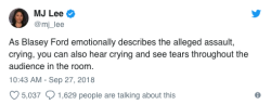 buzzfeed:Women Around The Country Were Crying As They Watched Christine Blasey Ford Testify Against Brett Kavanaugh