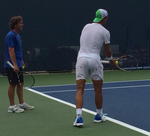 assofmydreams:  Rafael Nadal in wet, white, pretty much see-through shorts 