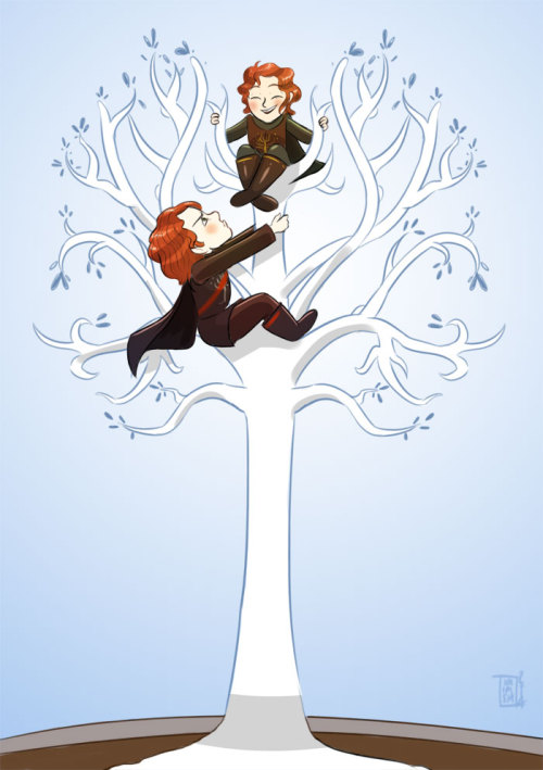 tinyresidentsofmiddlearth:&ldquo;Boromir and Faramir liked to rush climbing the White Tree when nobo