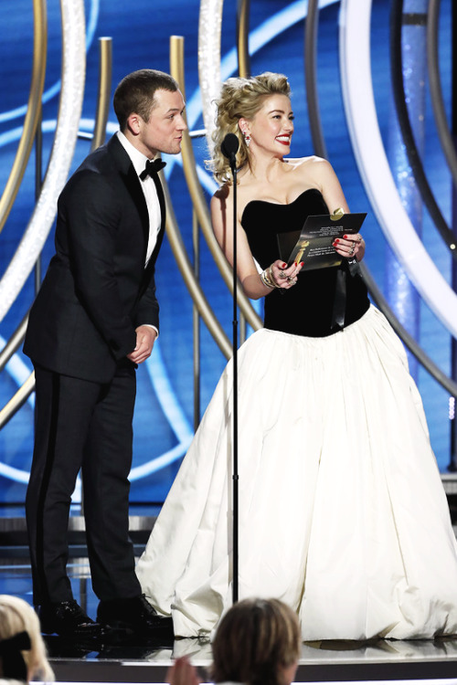 awardseason:TARON EGERTON, AMBER HEARD76th Annual Golden Globe Awards, Los Angeles | January 6, 2019