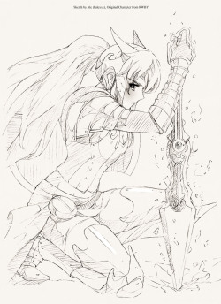 ale-halexxx:  scan request, pyrrha from rwby in battle armor?…