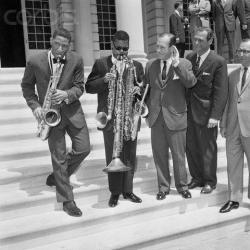 themaninthegreenshirt:  Sonny Rollins and Roland Kirk play for NYC Mayor Robert Wagner [27 April 1962] 