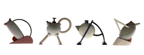 Matteo Thun, Cuculus Canorus coffee pot &amp; Raravis series, 1982, plus sketches of the Memphis Mil