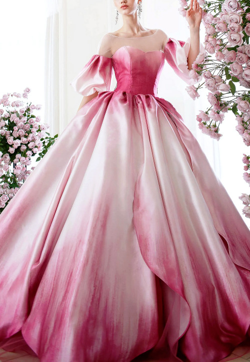 evermore-fashion:Favourite Designs: Kiyoko Hata ‘Pink’ Bridal Couture Collection