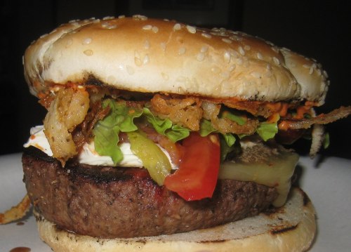 Yep, it&rsquo;s the Skagway burger, up close. Ingredients: &frac12; pound beef pepper jack c