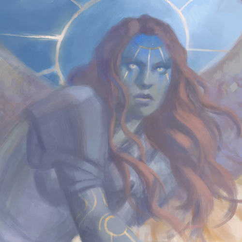 zuzartii:I’m back to painting fantasy ladies!! Here’s a paladin and her Very Big angel f