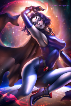 youngjusticer:  Only for you, Beast Boy. Raven, by Ayya Saparniyazova.    