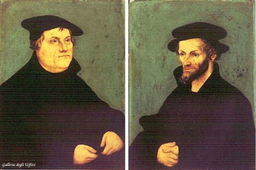 Portraits of Martin Luther and Philipp Melanchthon, 1543, Lucas Cranach the ElderMedium: oil,woodhtt