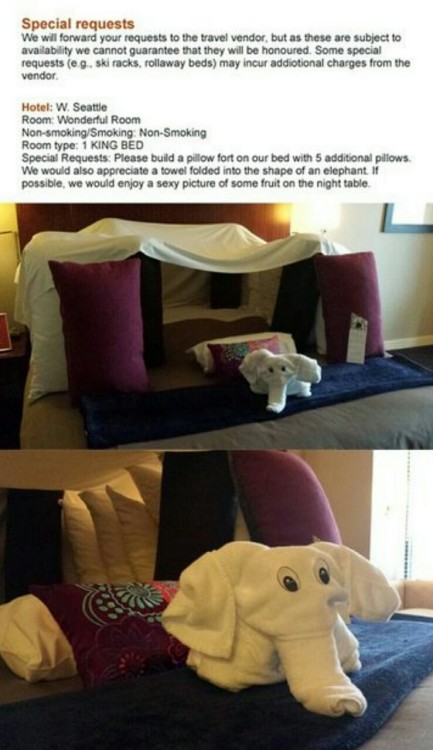 thespookyblackconservative:  sushinfood:  geekgirl101:  whattywhatwhat:  ithelpstodream:  I’m just dying while thinking about a hotel employee calmly Googling “How to fold a towel in the shape of an elephant,” and then going out to buy eye stickers.