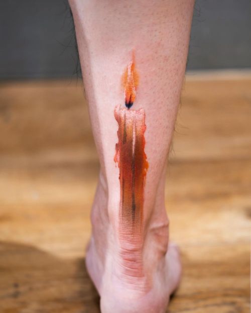 ig: chenjie.newtattoo ankle;candle;splatter