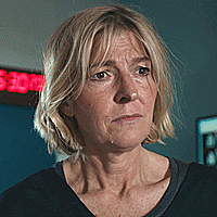 Does Charlotte know? Dad? - Bernie Wolfe in 23.23 #my gifs #still on this episode guys  #never gonna stop  #jeez she looks like shes facing her judge jury and executioner  #not her son  #which she is in a way  #as much as Bernie to Cam is the physical manifestations of all his reasons he did what he did  #all his insecurities and warped view of heroism and morality  #and the start and end of his path to murder etc  #Cam is the last piece of the puzzle for Bernie to face  #Cam is the anger and the guilt  #and the last person she really NEEDS to tell that she is alive  #Cams all her failures  #all her lost chances  #and she has to be honest now  #she HAS to  #because her relationship with her son is now transactional  #a truth for a truth  #a wound for a wound  #a scar for a scar #bernie wolfe#holby city