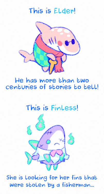 fabula-ultima:  One of my biggest desires is to have Shark Villagers in Animal Crossing!But since no one recognizes the cuteness of sharks, I decided to create my own villagers!