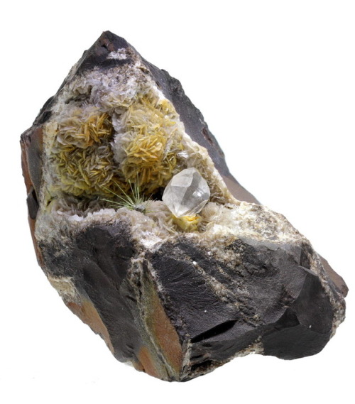 Millerite, Quartz, Galena and Ankerite - Windsor Colliery, Abertridwr, Glamorgan, WalesIronstone nod